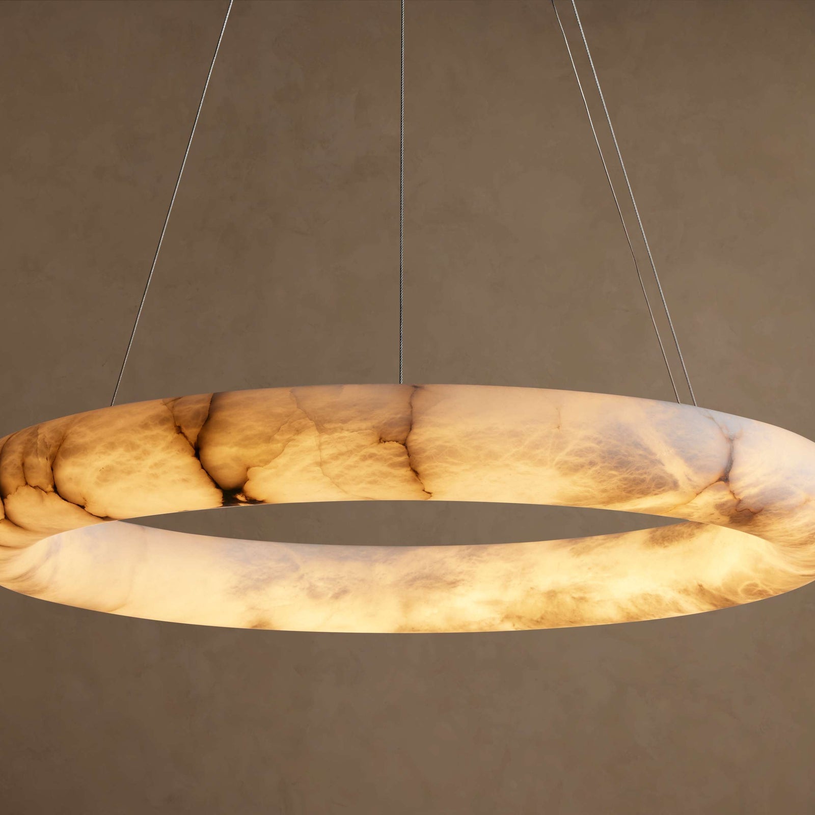 Clear Alabaster chandelier - Quinn Wisp for dining room view 1
