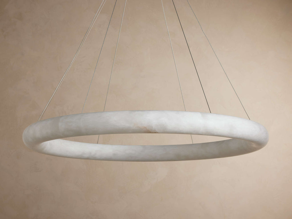 Clear Alabaster chandelier - Quinn Wisp for dining room view 10