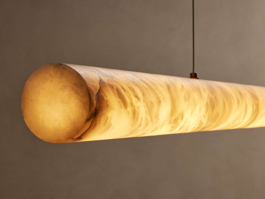 Clear Alabaster Linear chandelier - Halo Court for dining room view 7