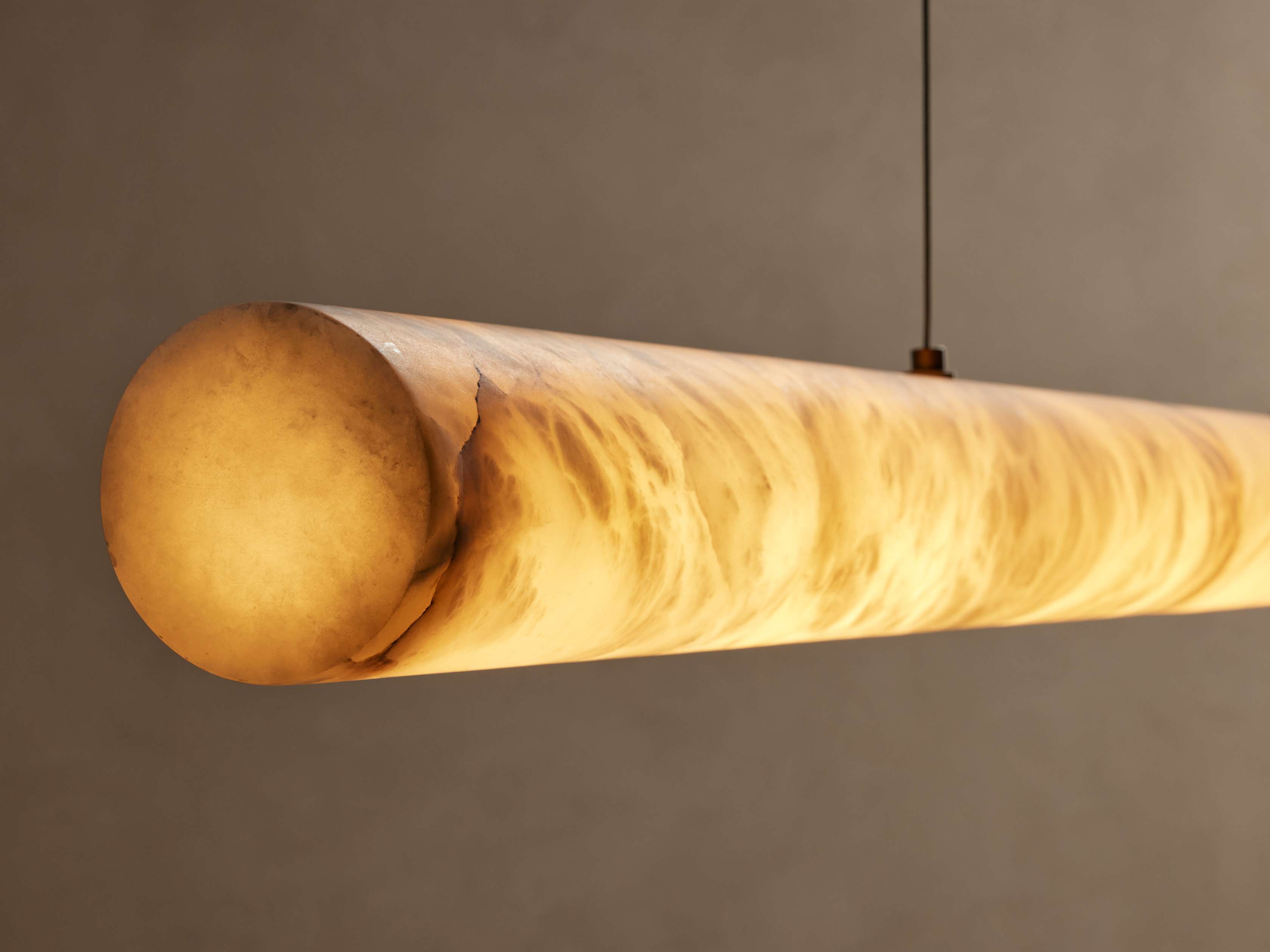 Clear Alabaster Linear chandelier - Halo Court for dining room view 7