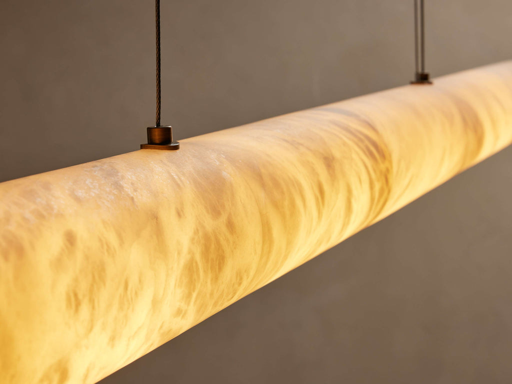 Clear Alabaster Linear chandelier - Halo Court for dining room view 8