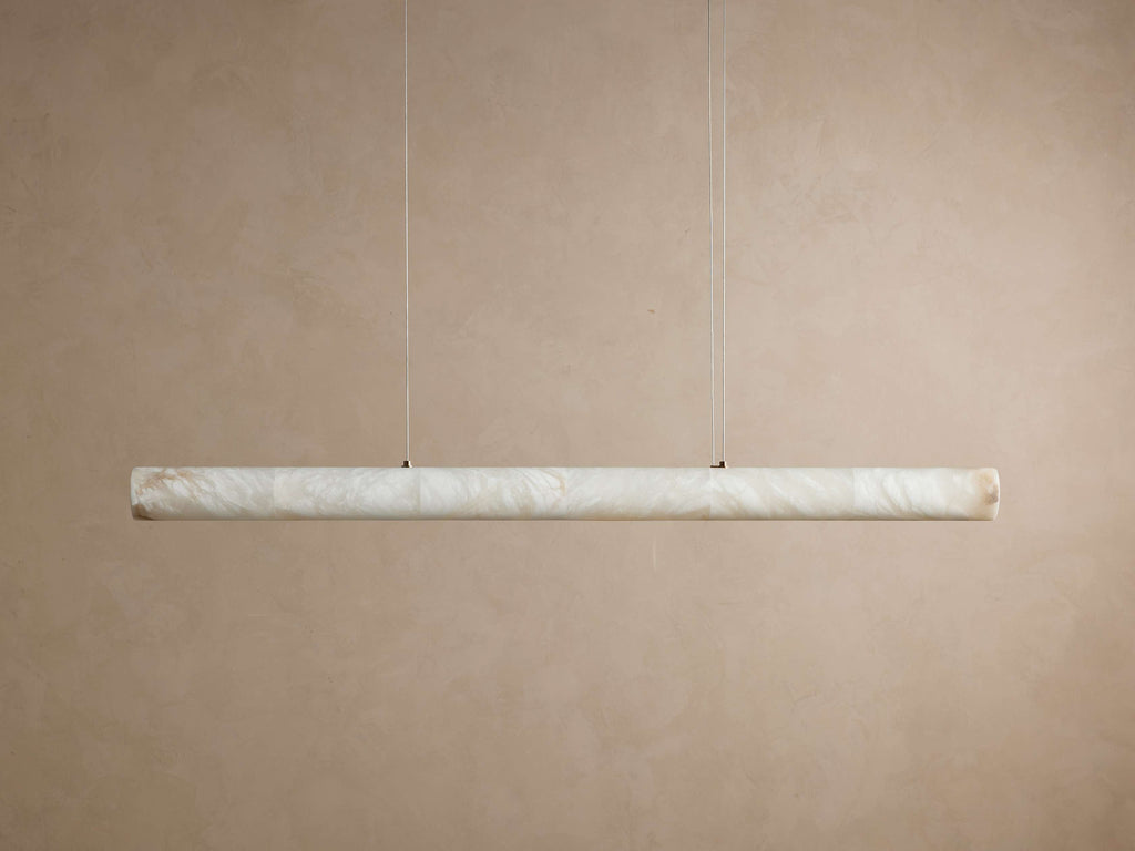 Clear Alabaster Linear chandelier - Halo Court for dining room view 6