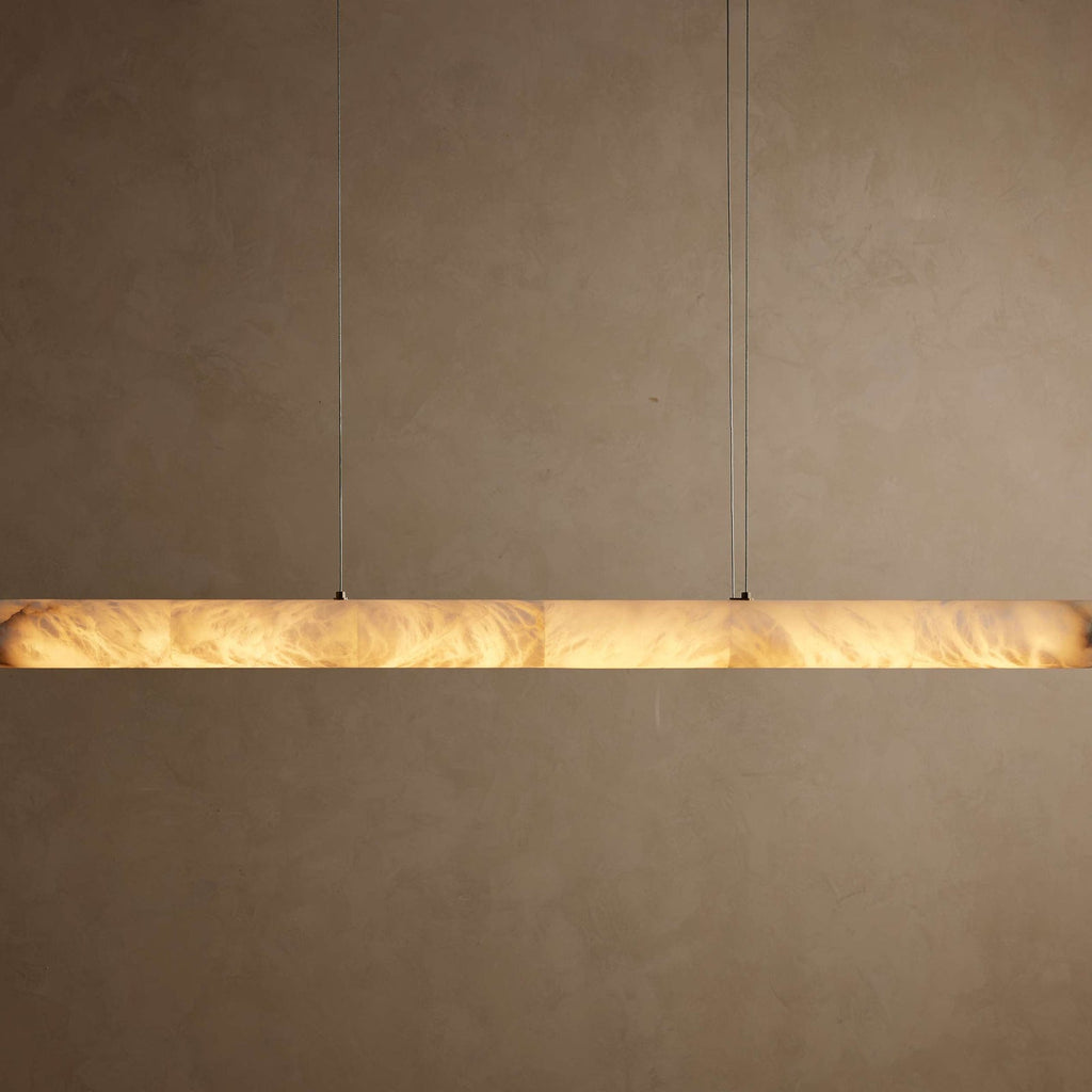 Clear Alabaster Linear chandelier - Halo Court for dining room view 1