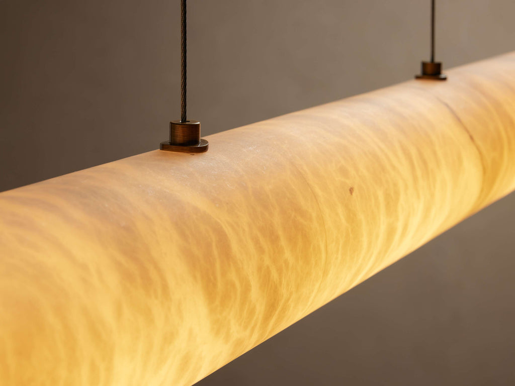 Clear Alabaster Linear chandelier - Halo Court for dining room view 2