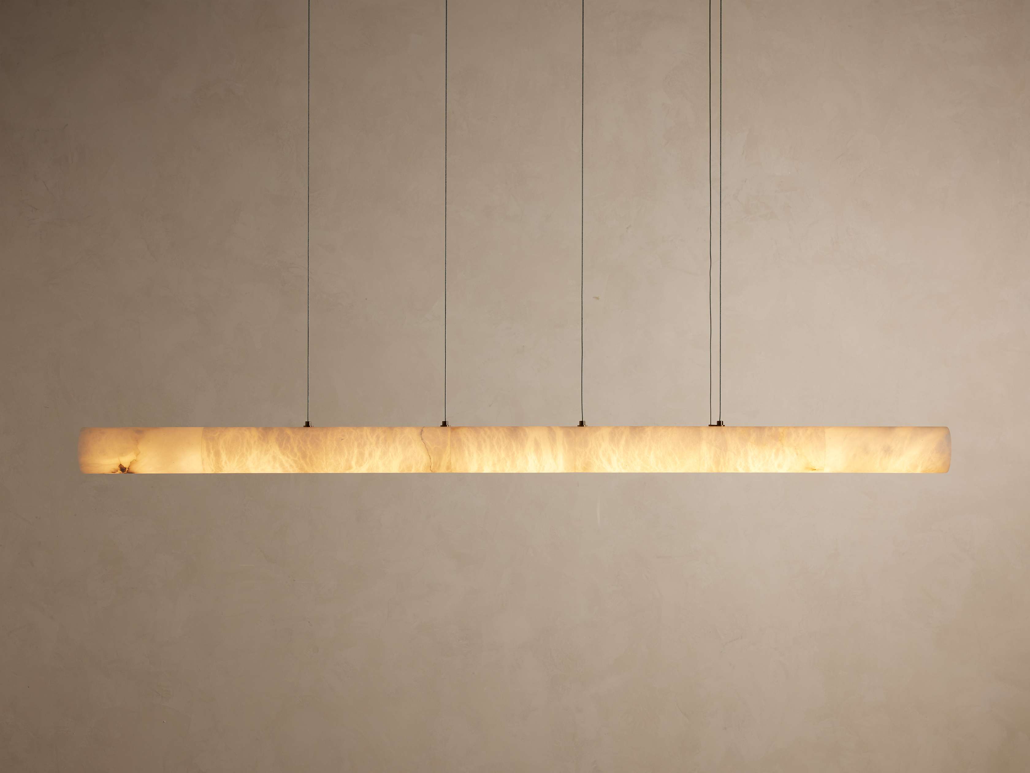 Clear Alabaster Linear chandelier - Halo Court for dining room view 5