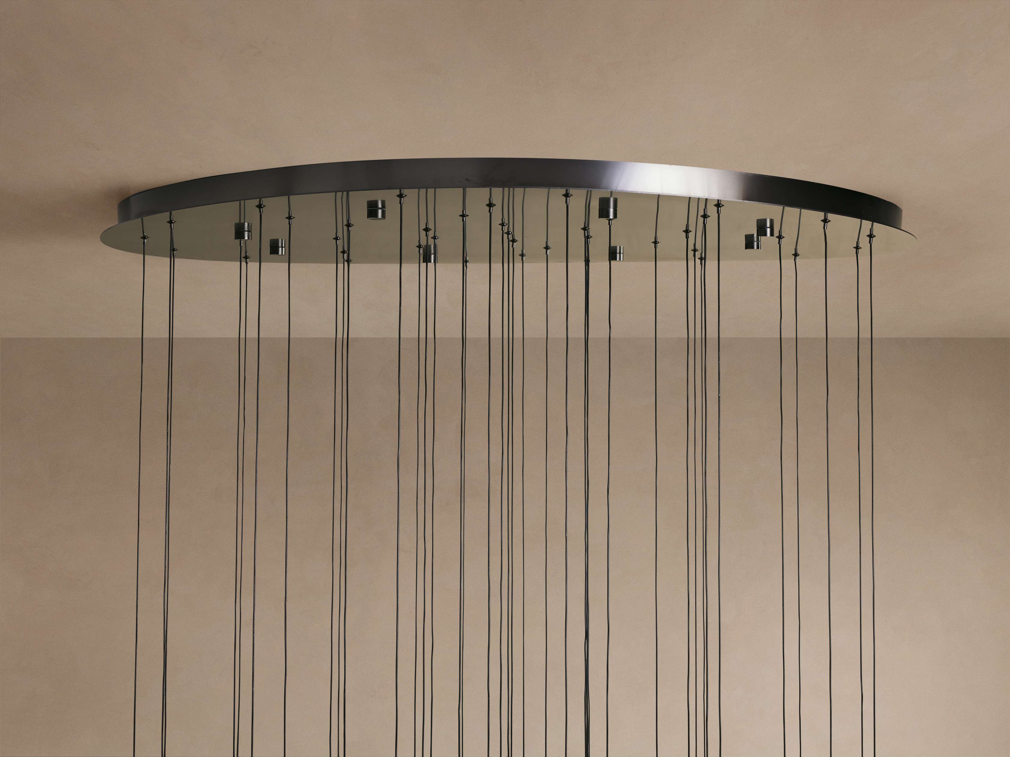 Black Glass Round chandelier - Eden Court for dining room view 58