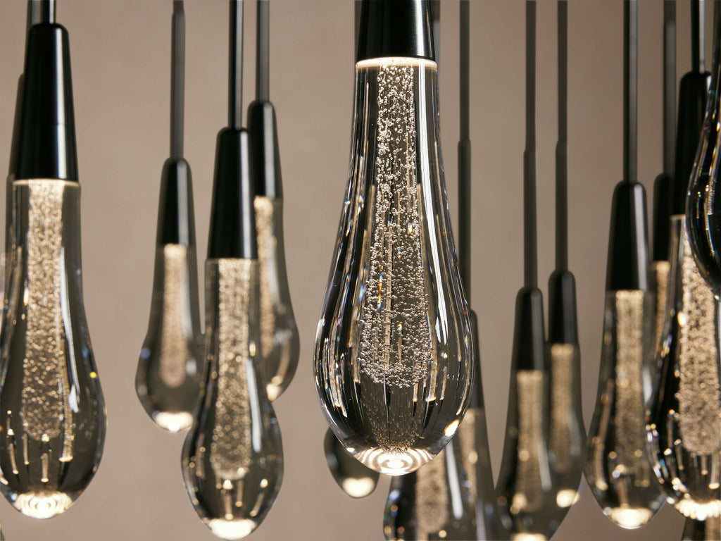 Black Glass Round chandelier - Eden Court for dining room view 57