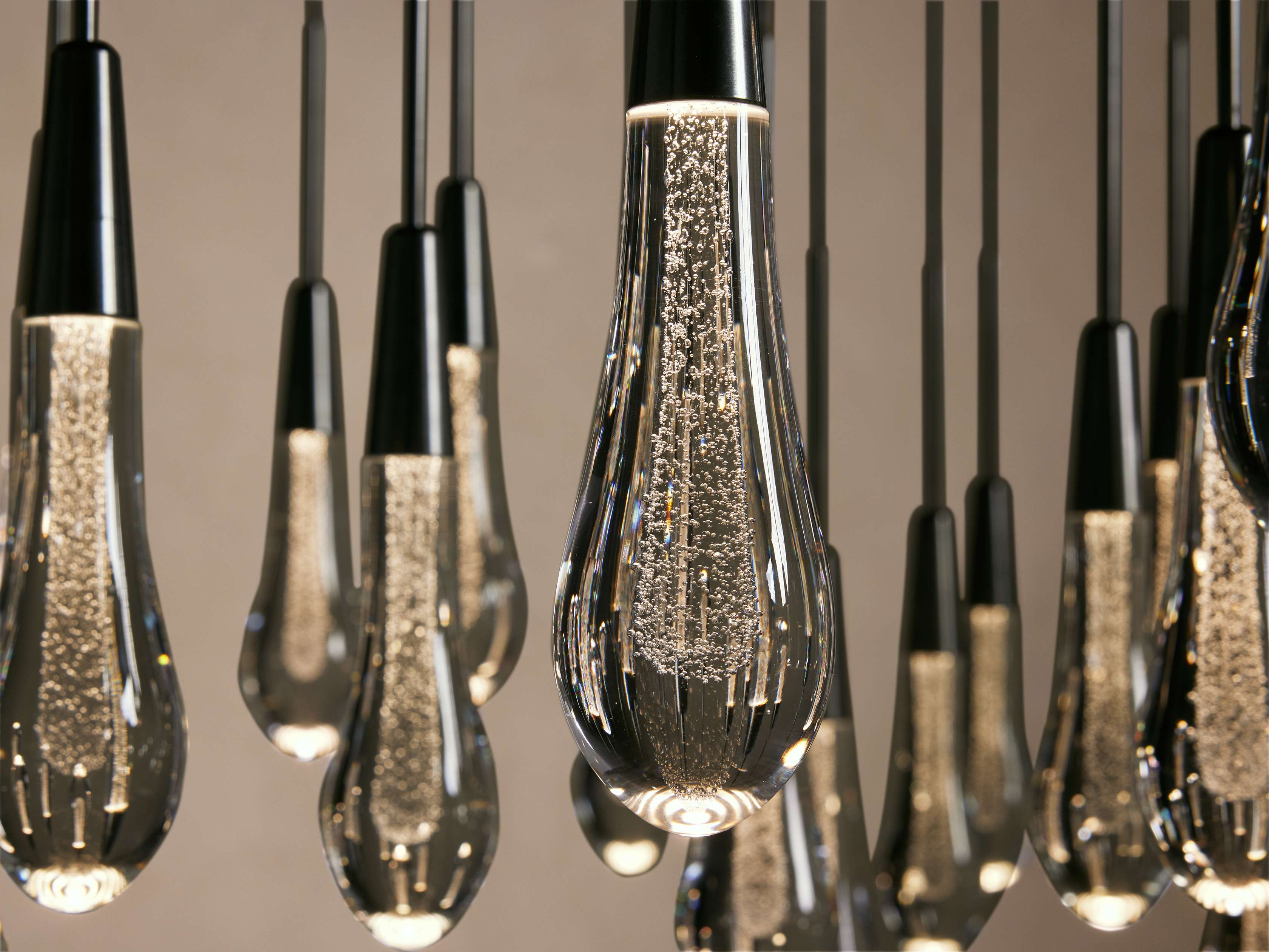 Black Glass Round chandelier - Eden Court for dining room view 57