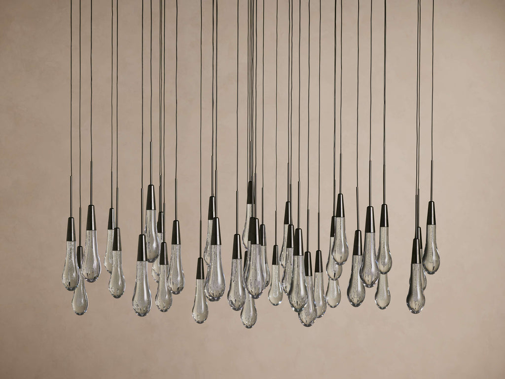Black Glass Round chandelier - Eden Court for dining room view 54