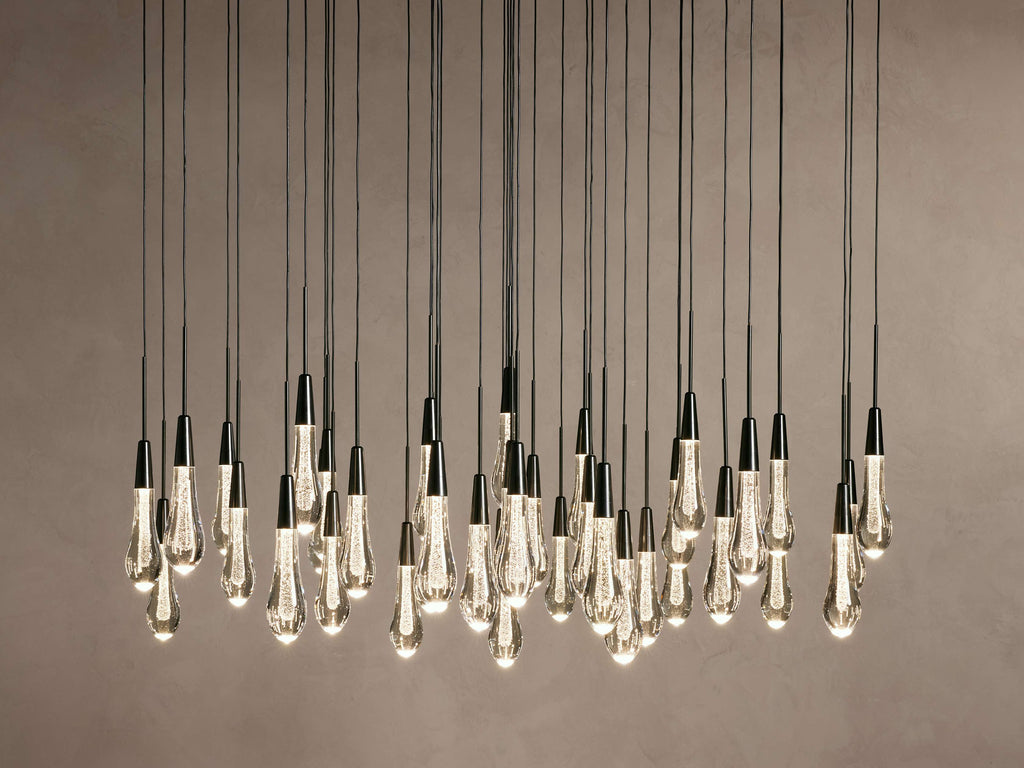 Black Glass Round chandelier - Eden Court for dining room view 6