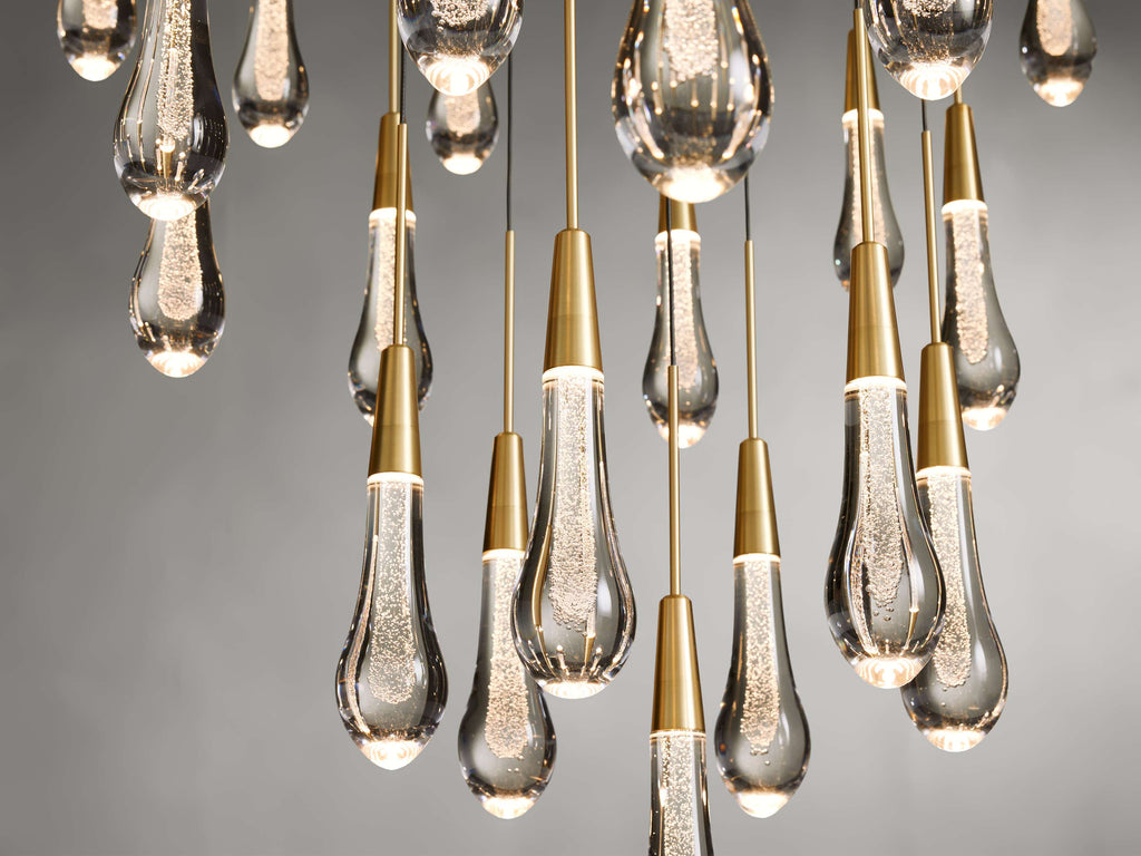 Black Glass Round chandelier - Eden Court for dining room view 17