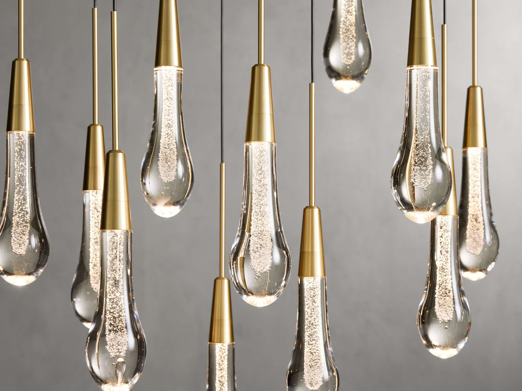 Black Glass Linear chandelier - Lumen Court for dining room view 28