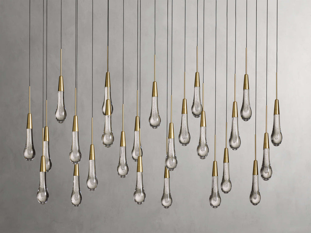 Black Glass Linear chandelier - Lumen Court for dining room view 27