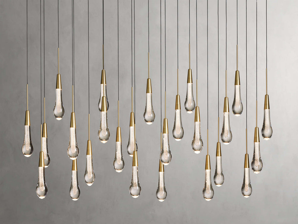 Black Glass Linear chandelier - Lumen Court for dining room view 50