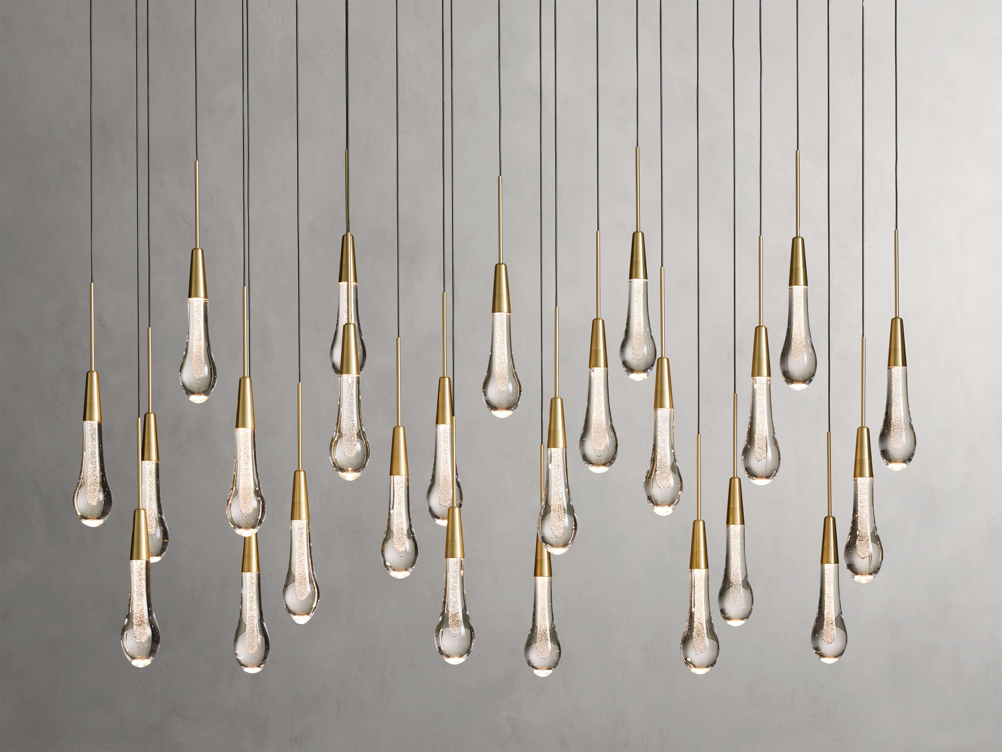 Black Glass Linear chandelier - Lumen Court for dining room view 50