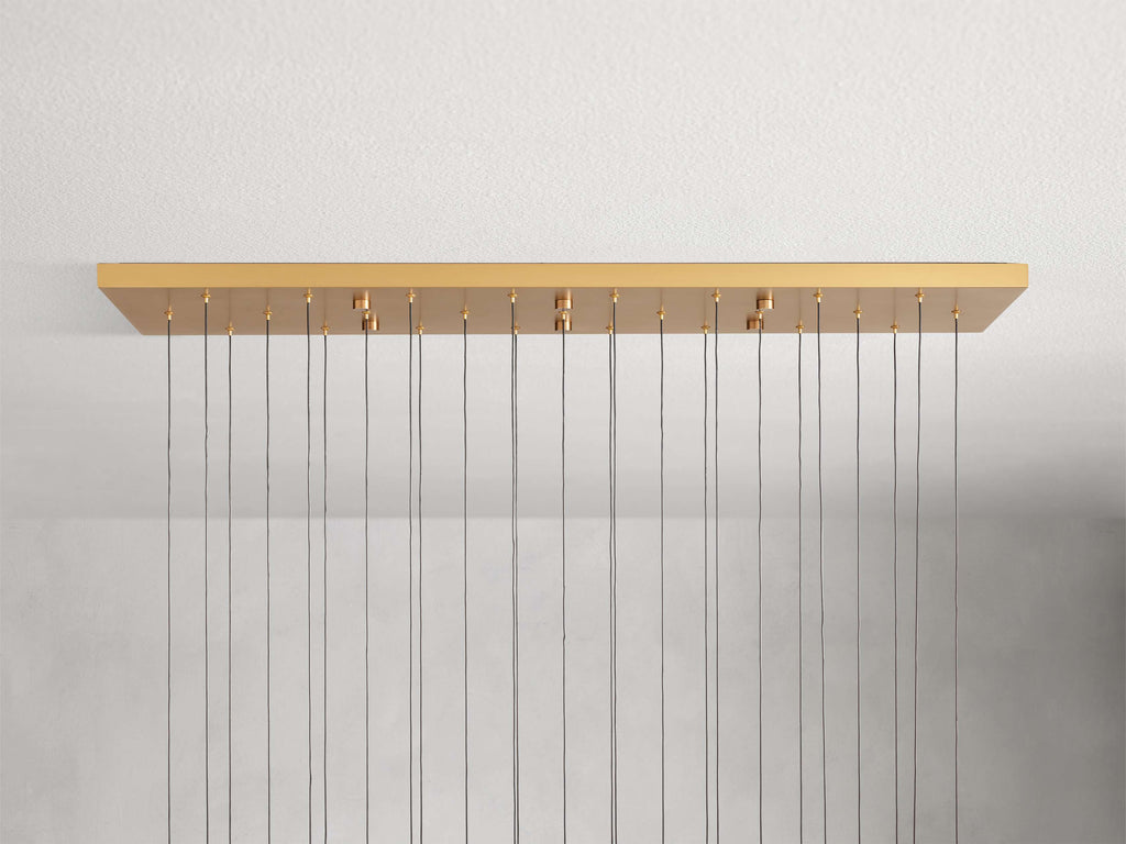 Black Glass Linear chandelier - Lumen Court for dining room view 29