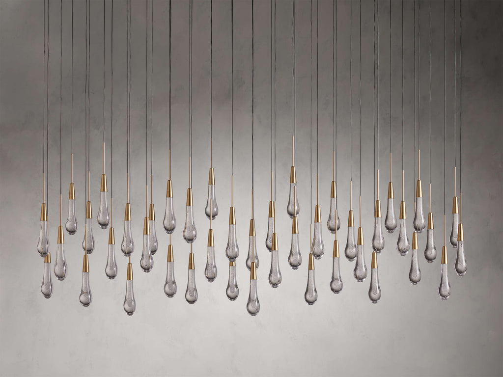 Black Glass Linear chandelier - Lumen Court for dining room view 30