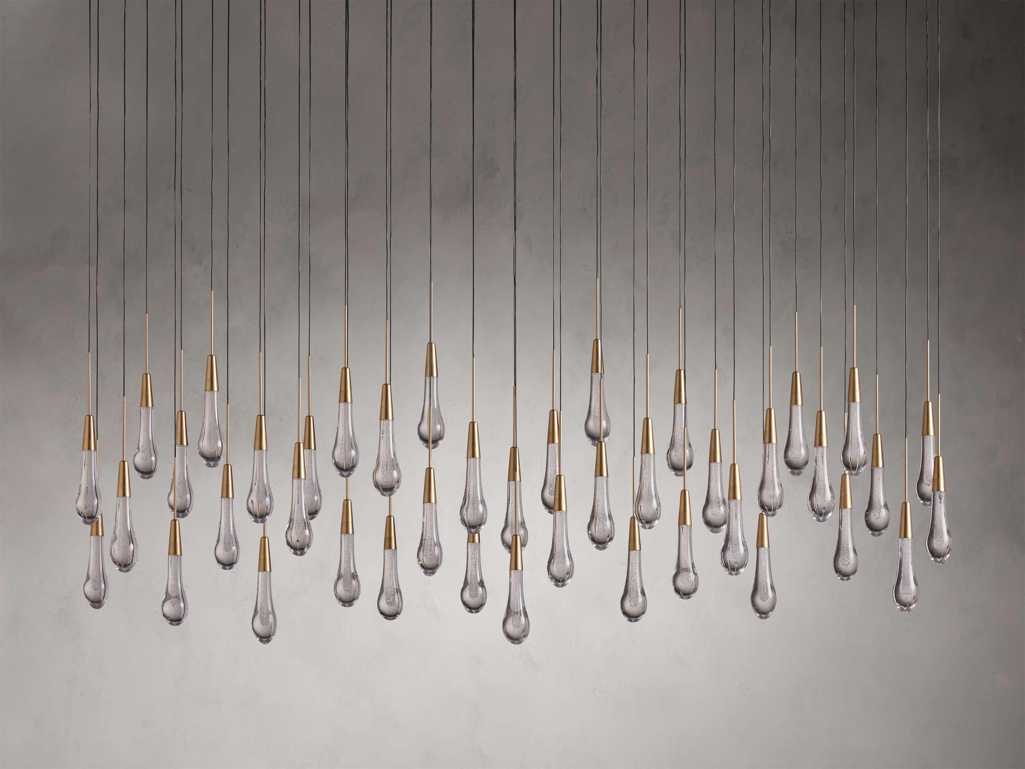 Black Glass Linear chandelier - Lumen Court for dining room view 30