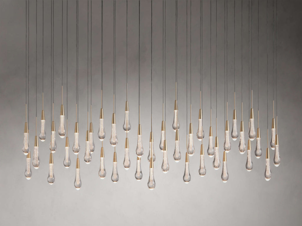 Black Glass Linear chandelier - Lumen Court for dining room view 51