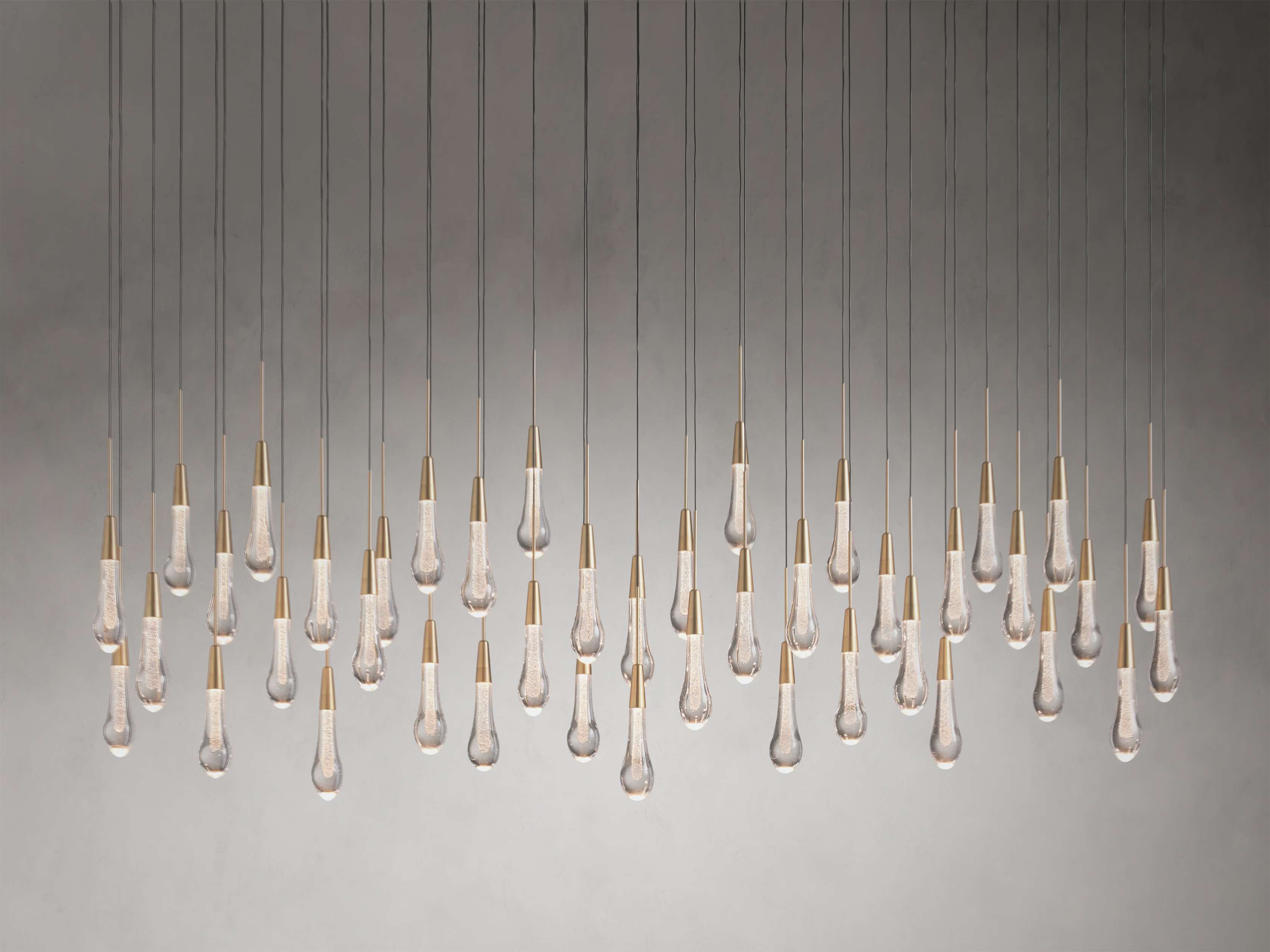 Black Glass Linear chandelier - Lumen Court for dining room view 51