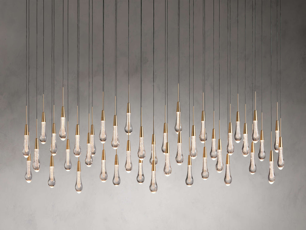 Black Glass Linear chandelier - Lumen Court for dining room view 35