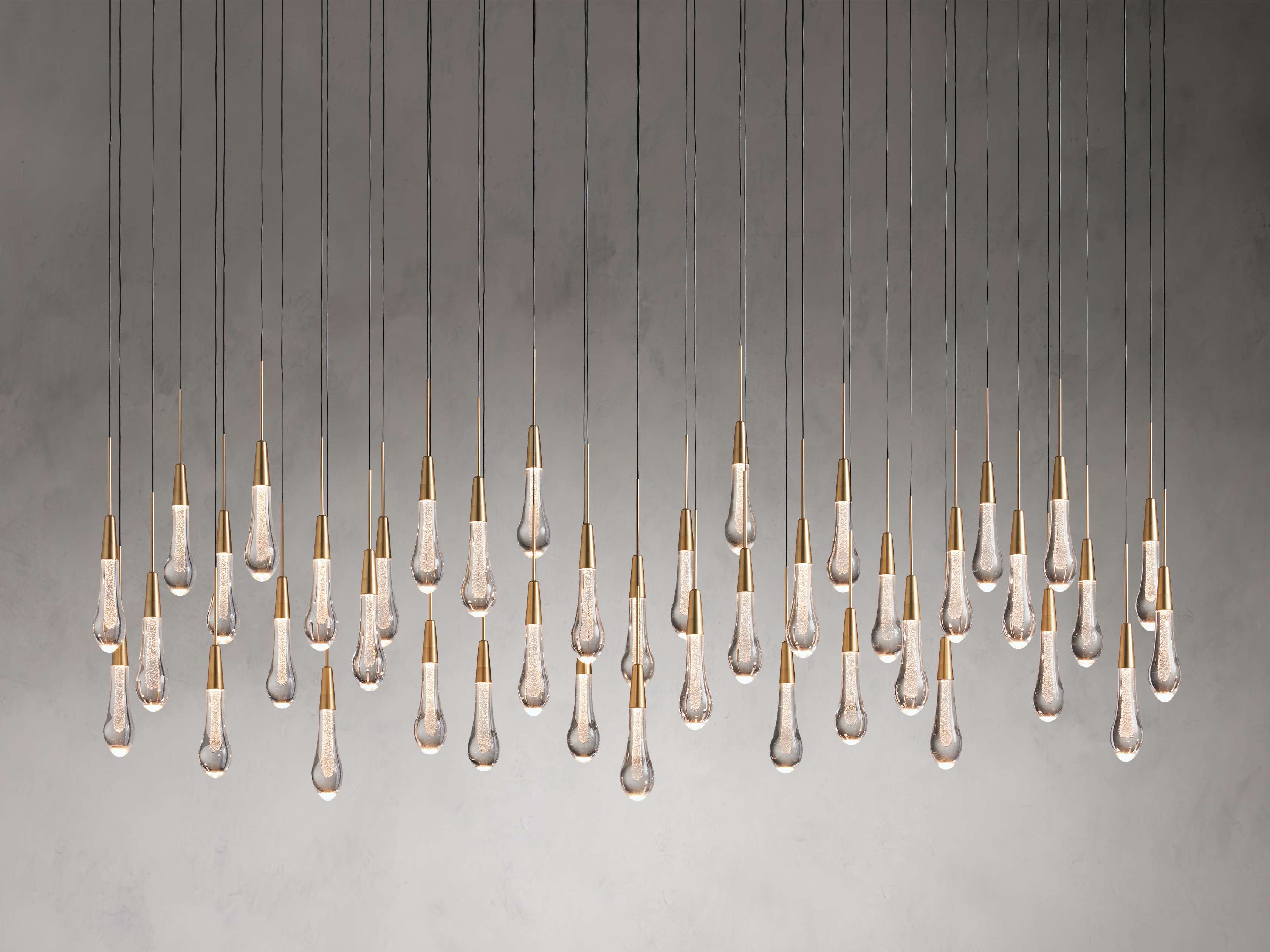 Black Glass Linear chandelier - Lumen Court for dining room view 35
