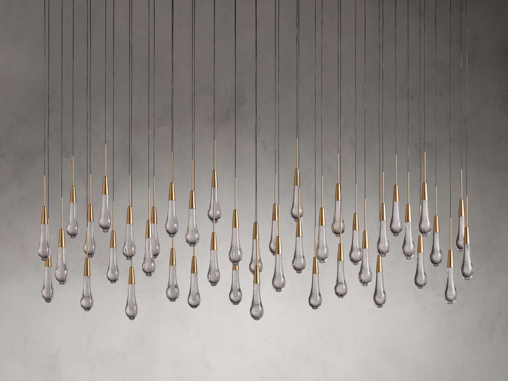 Black Glass Linear chandelier - Lumen Court for dining room view 36