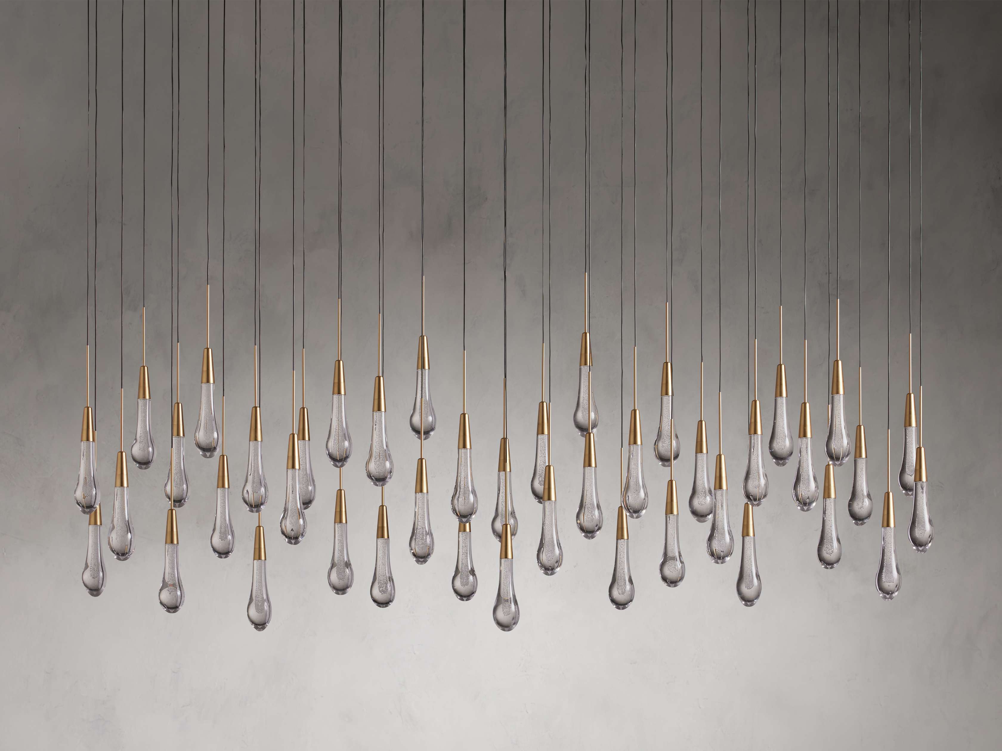Black Glass Linear chandelier - Lumen Court for dining room view 36