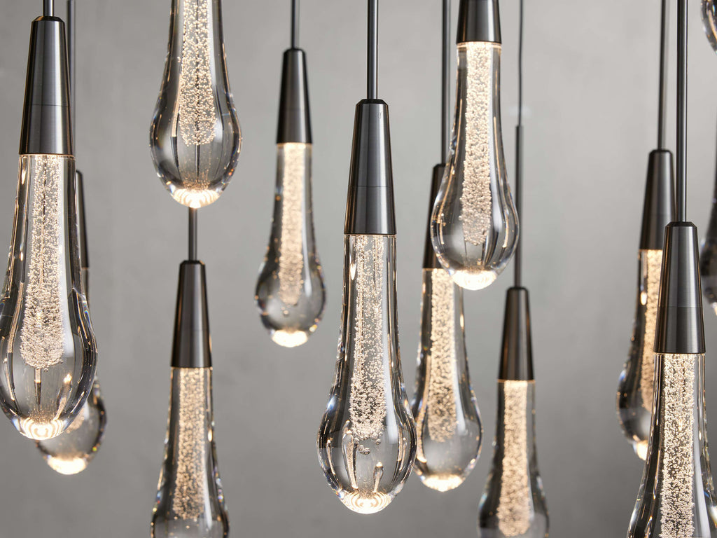 Black Glass Round chandelier - Eden Court for dining room view 52