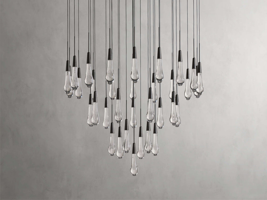 Black Glass Round chandelier - Eden Court for dining room view 51