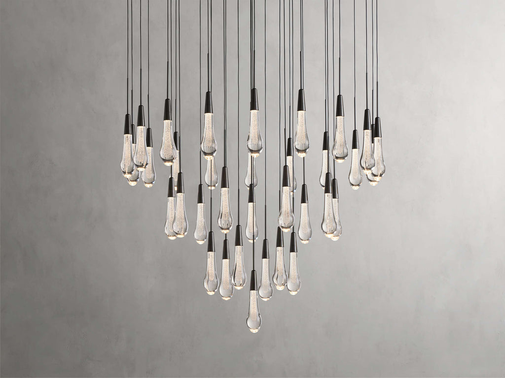Black Glass Round chandelier - Eden Court for dining room view 5