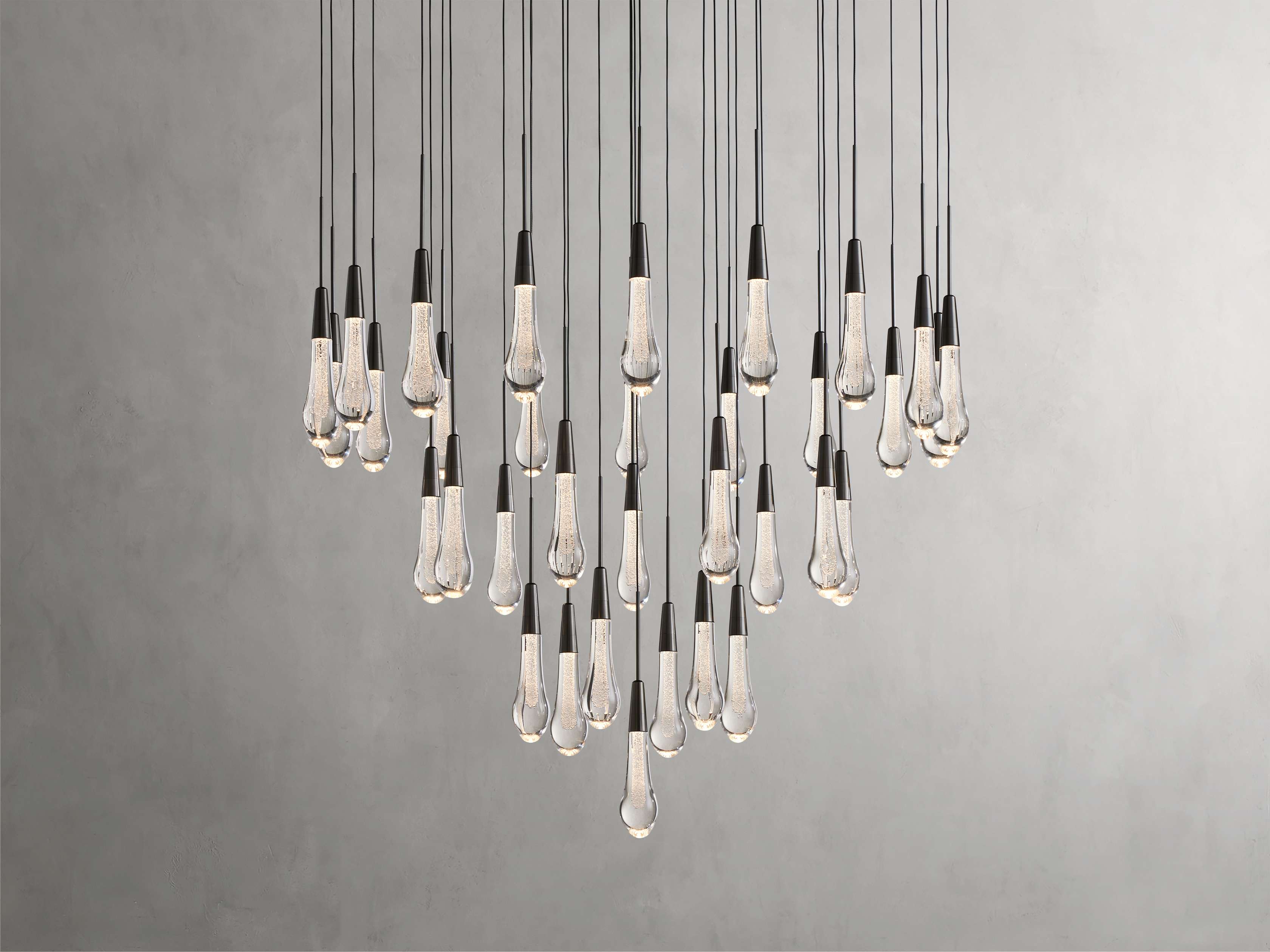 Black Glass Round chandelier - Eden Court for dining room view 5