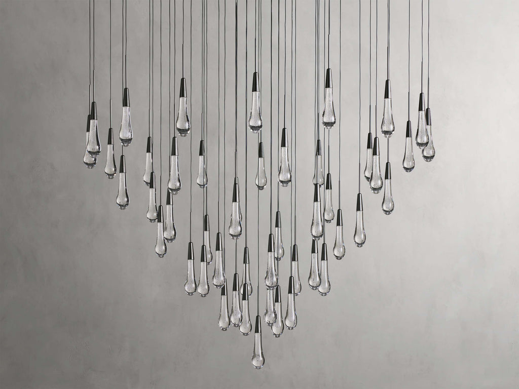 Black Glass Round chandelier - Eden Court for dining room view 59