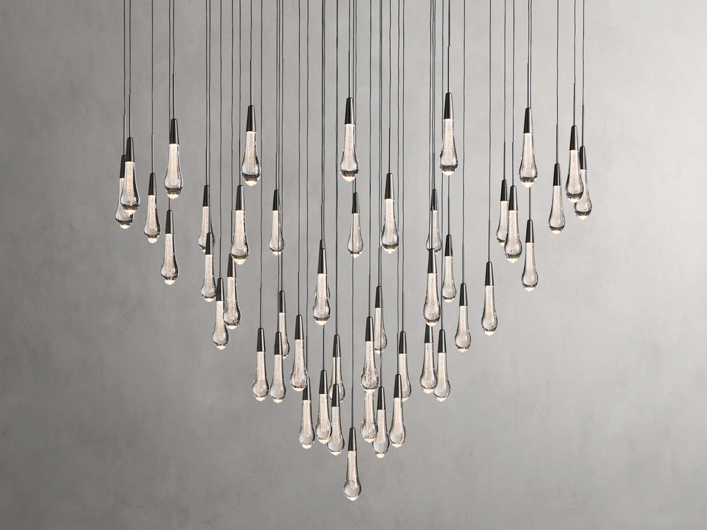 Black Glass Round chandelier - Eden Court for dining room view 7