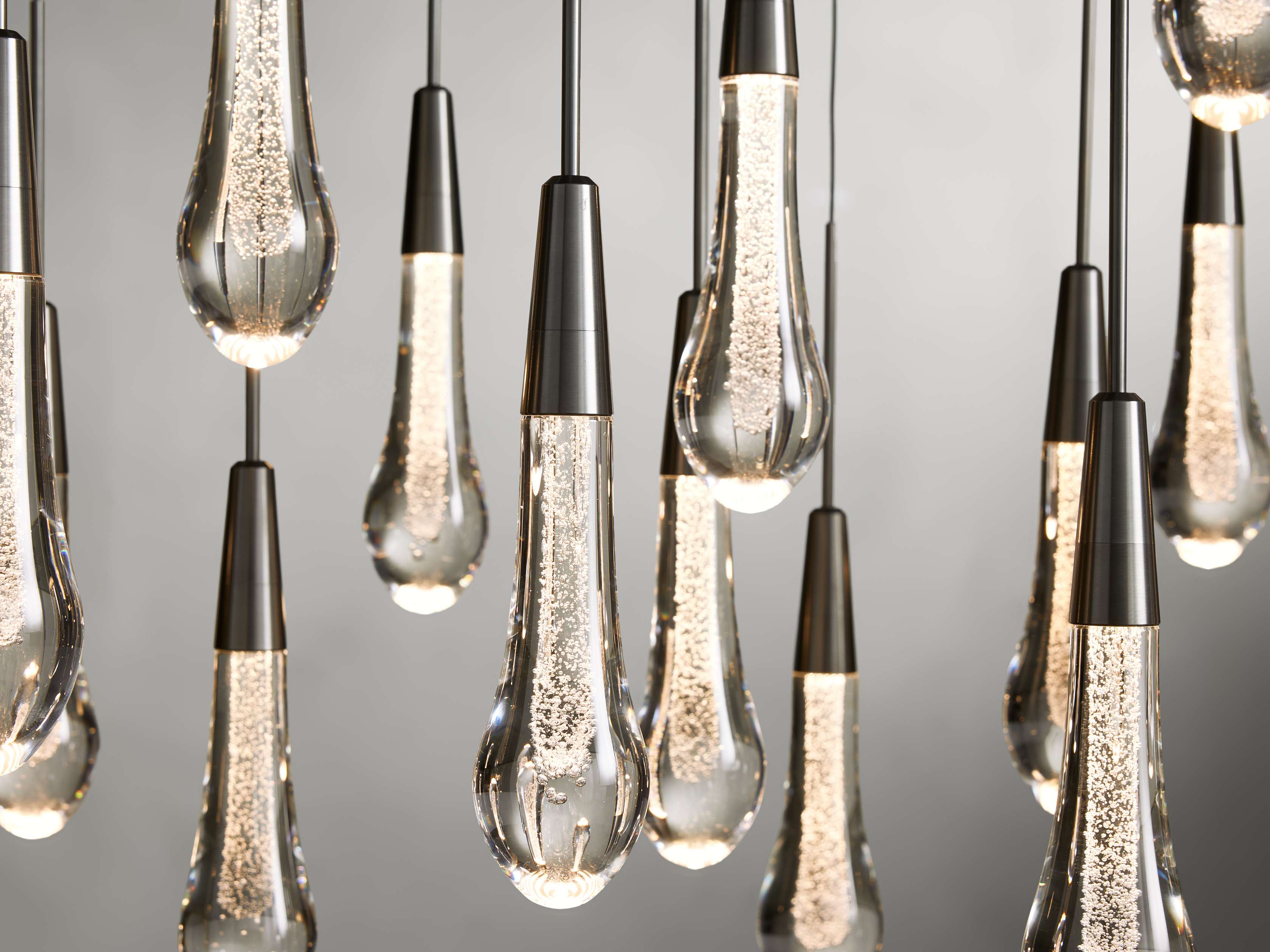 Black Glass Linear chandelier - Lumen Court for dining room view 45