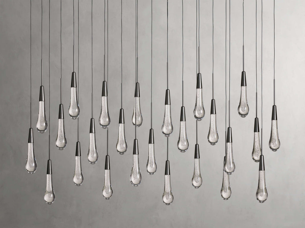Black Glass Linear chandelier - Lumen Court for dining room view 43