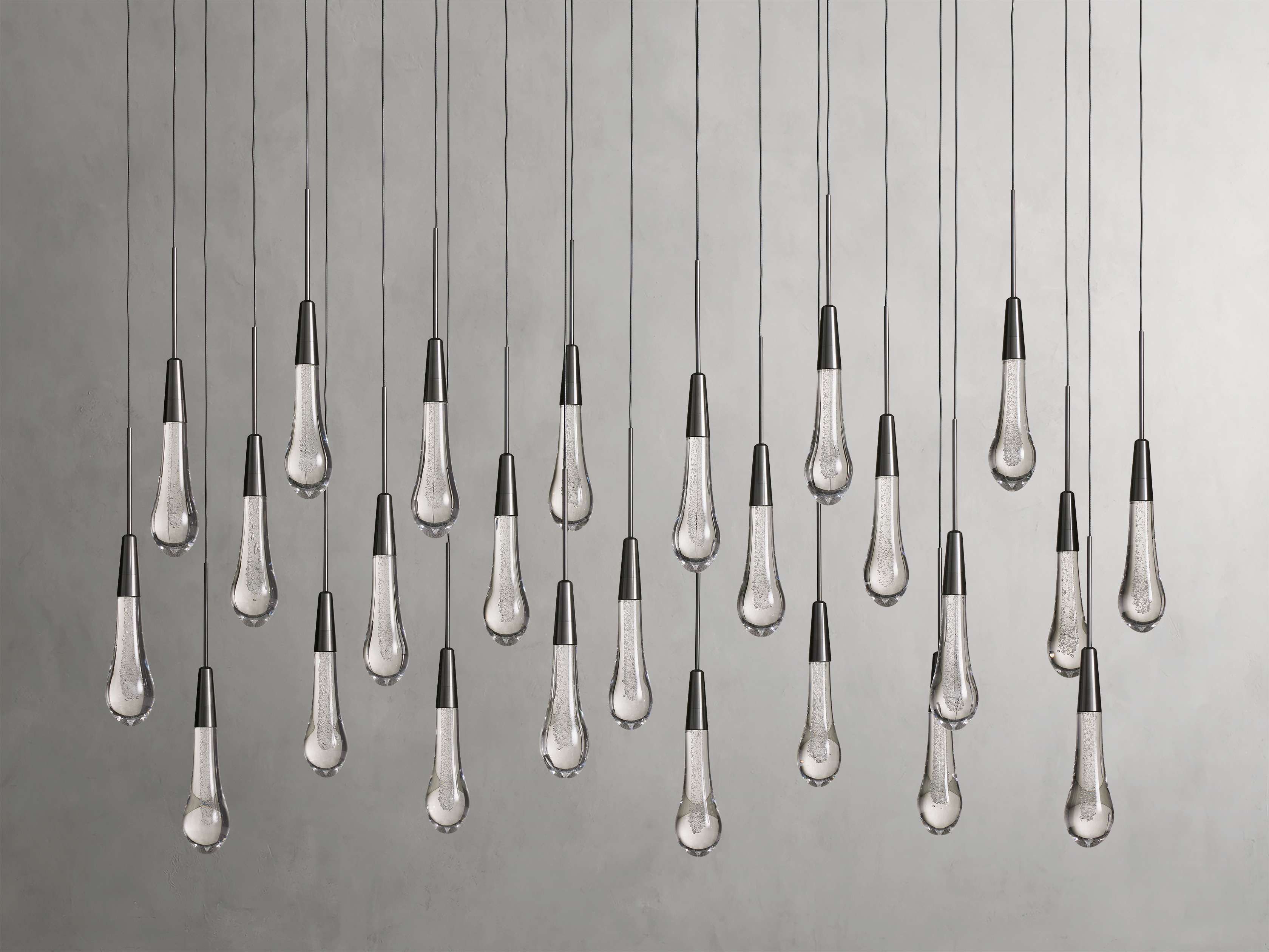 Black Glass Linear chandelier - Lumen Court for dining room view 43