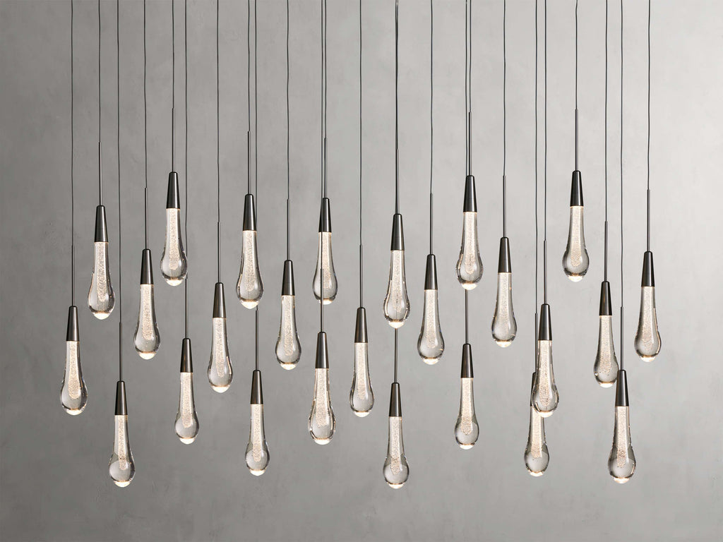 Black Glass Linear chandelier - Lumen Court for dining room view 3