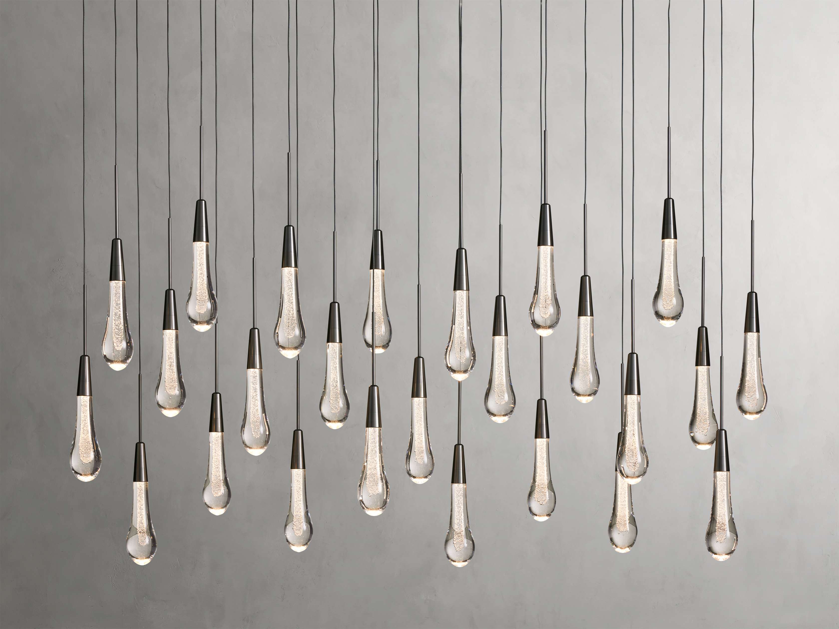 Black Glass Linear chandelier - Lumen Court for dining room view 3