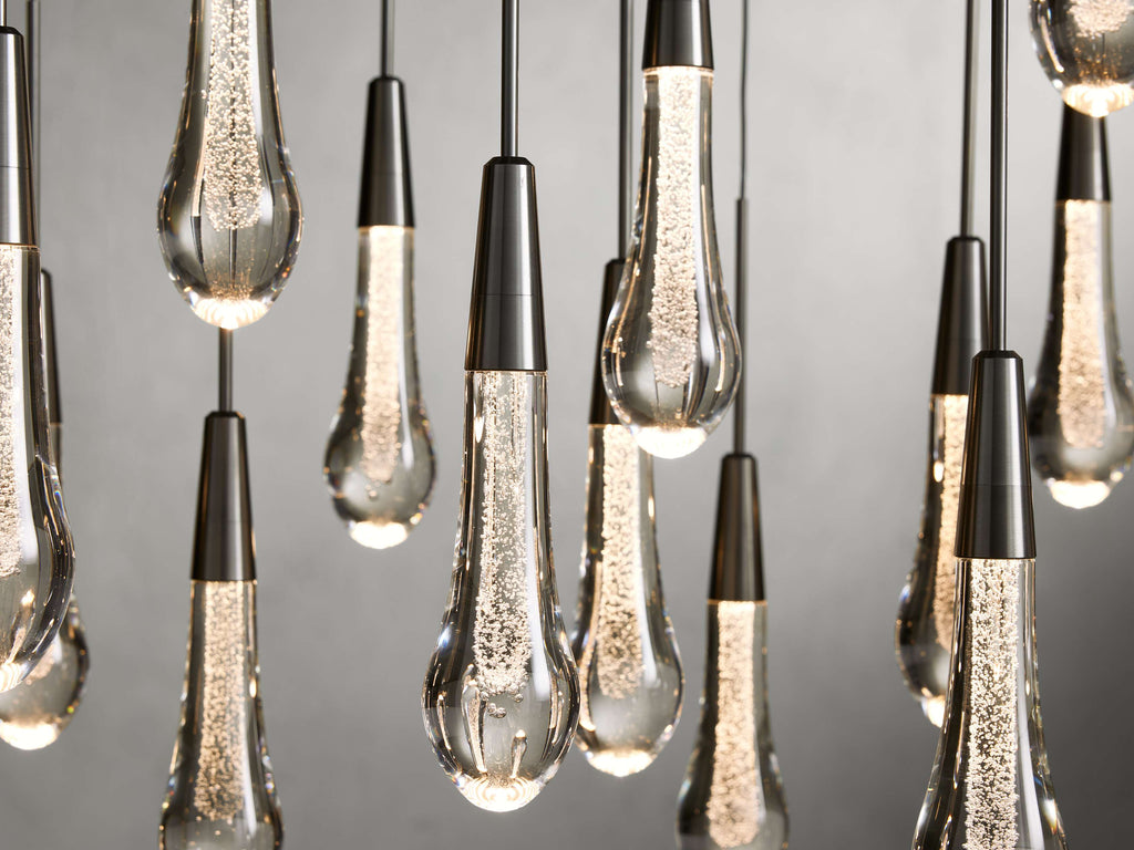 Black Glass Linear chandelier - Lumen Court for dining room view 38