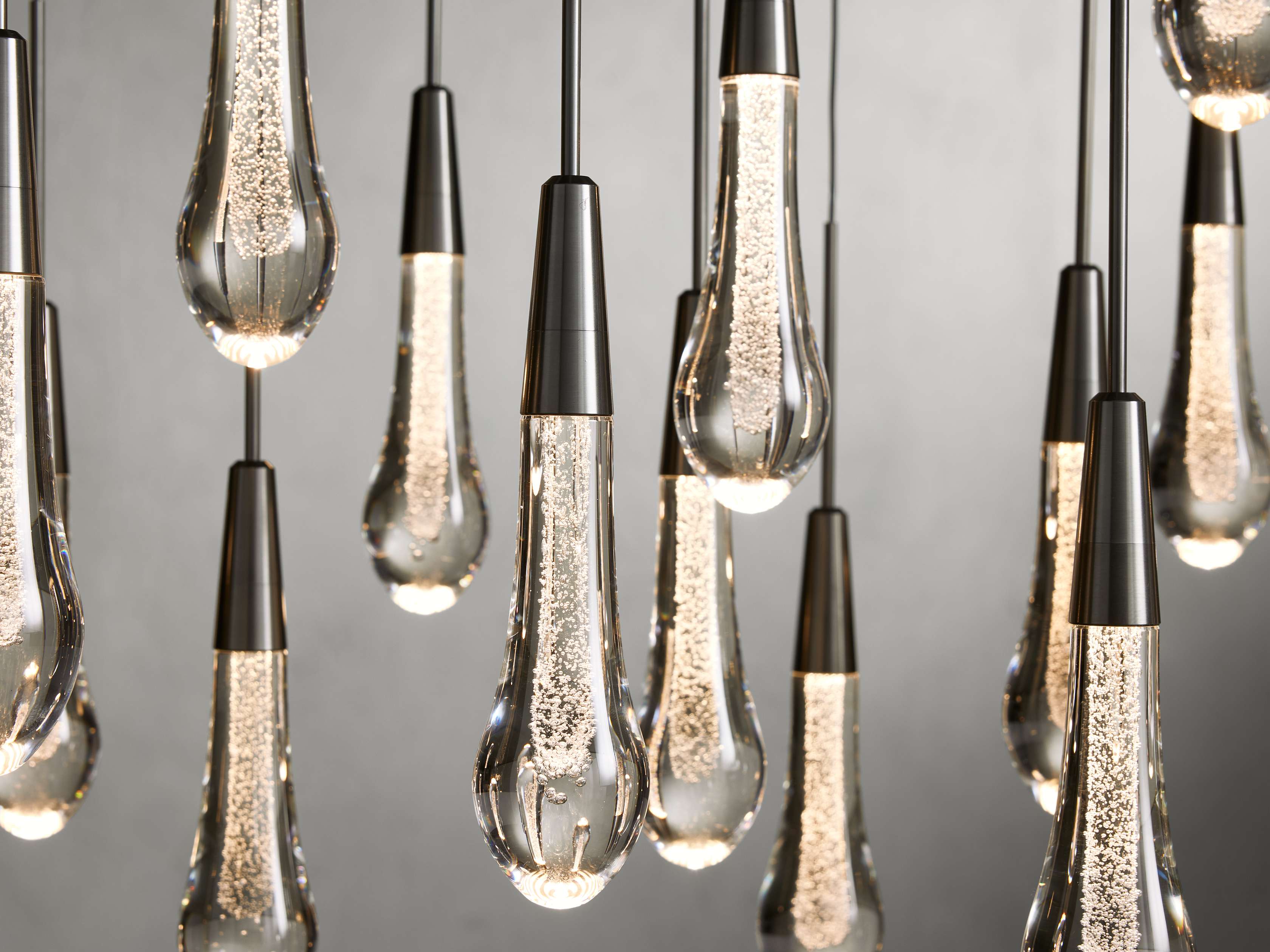 Black Glass Linear chandelier - Lumen Court for dining room view 38