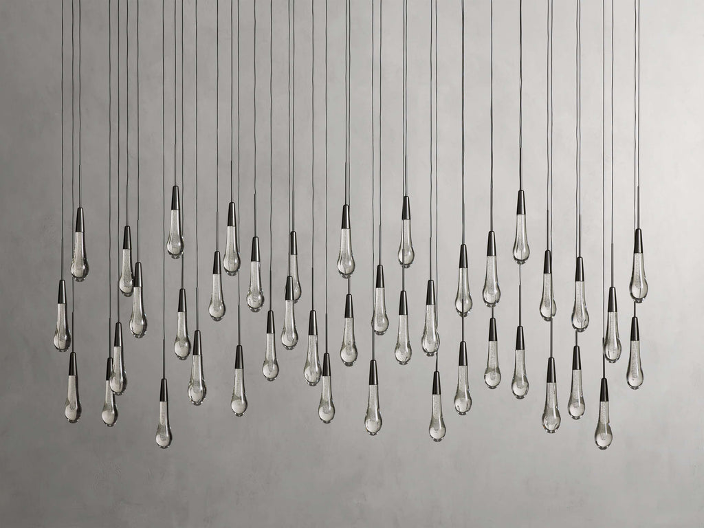 Black Glass Linear chandelier - Lumen Court for dining room view 37