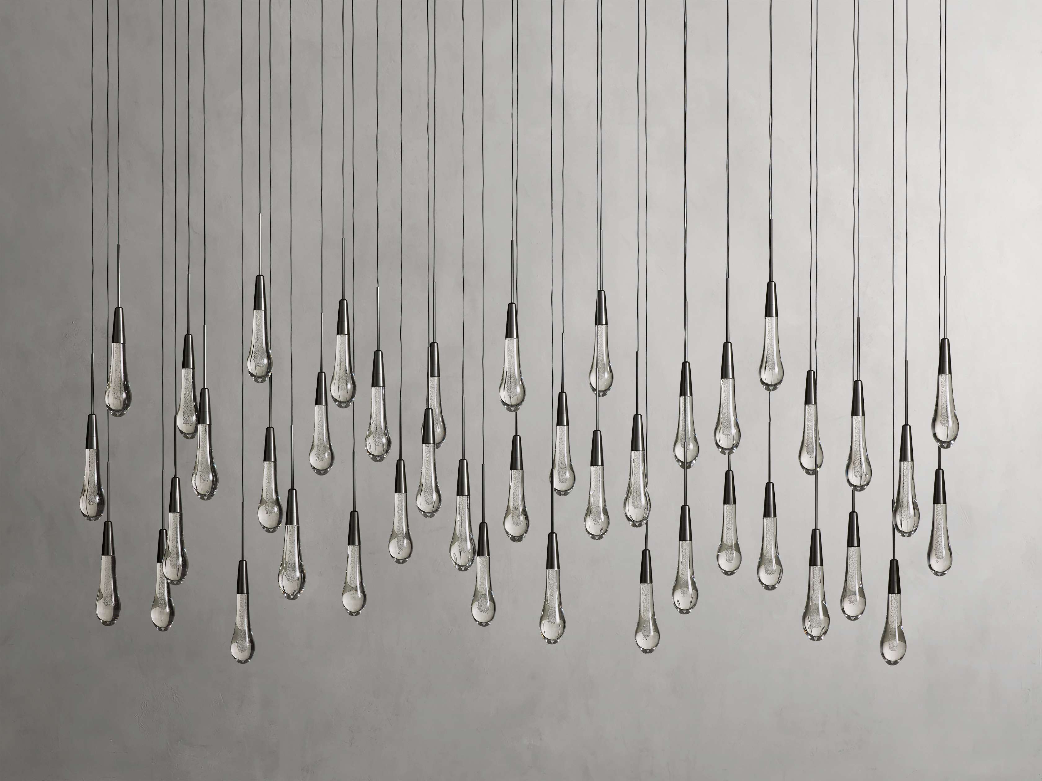Black Glass Linear chandelier - Lumen Court for dining room view 37