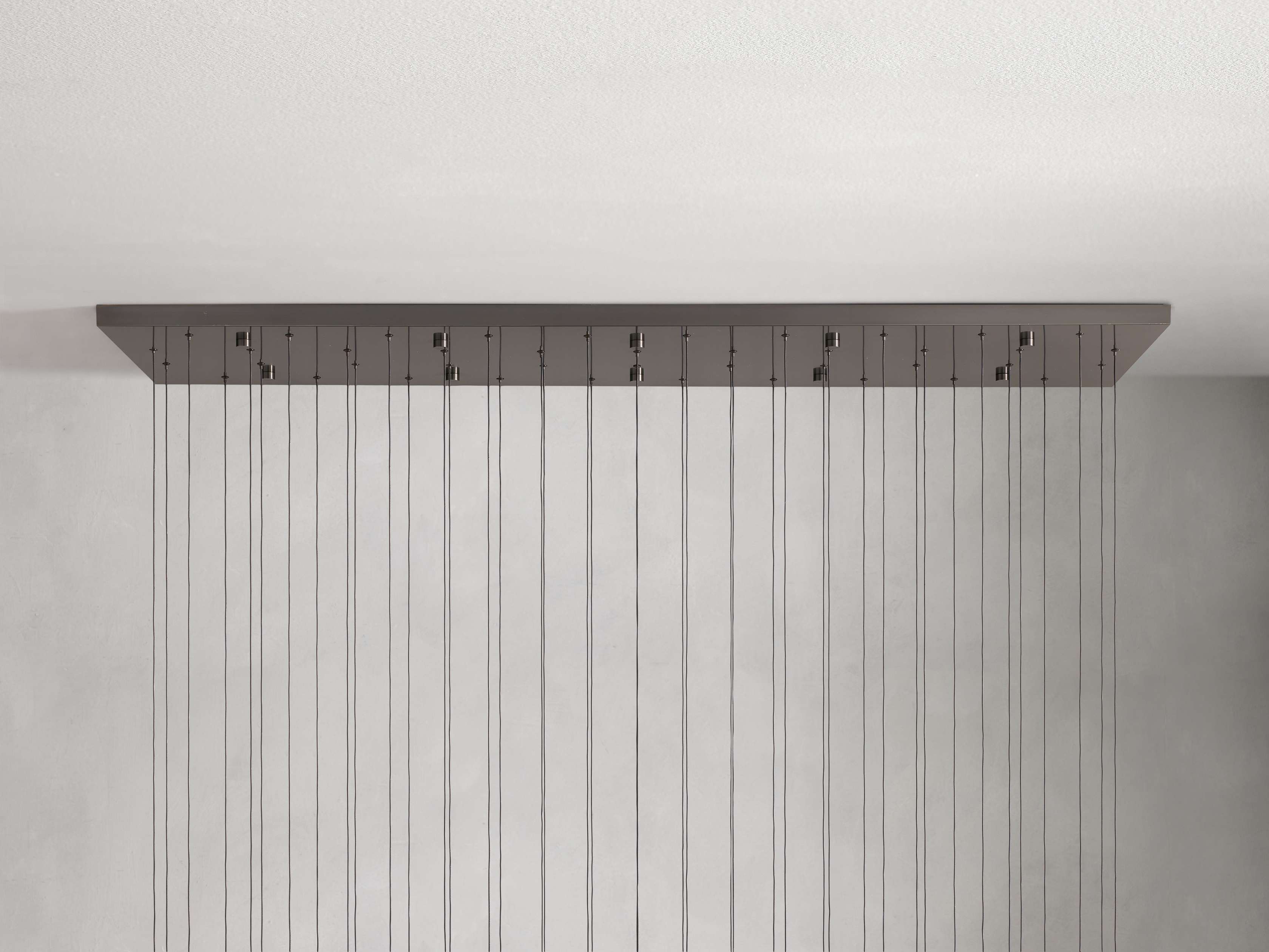 Black Glass Linear chandelier - Lumen Court for dining room view 39