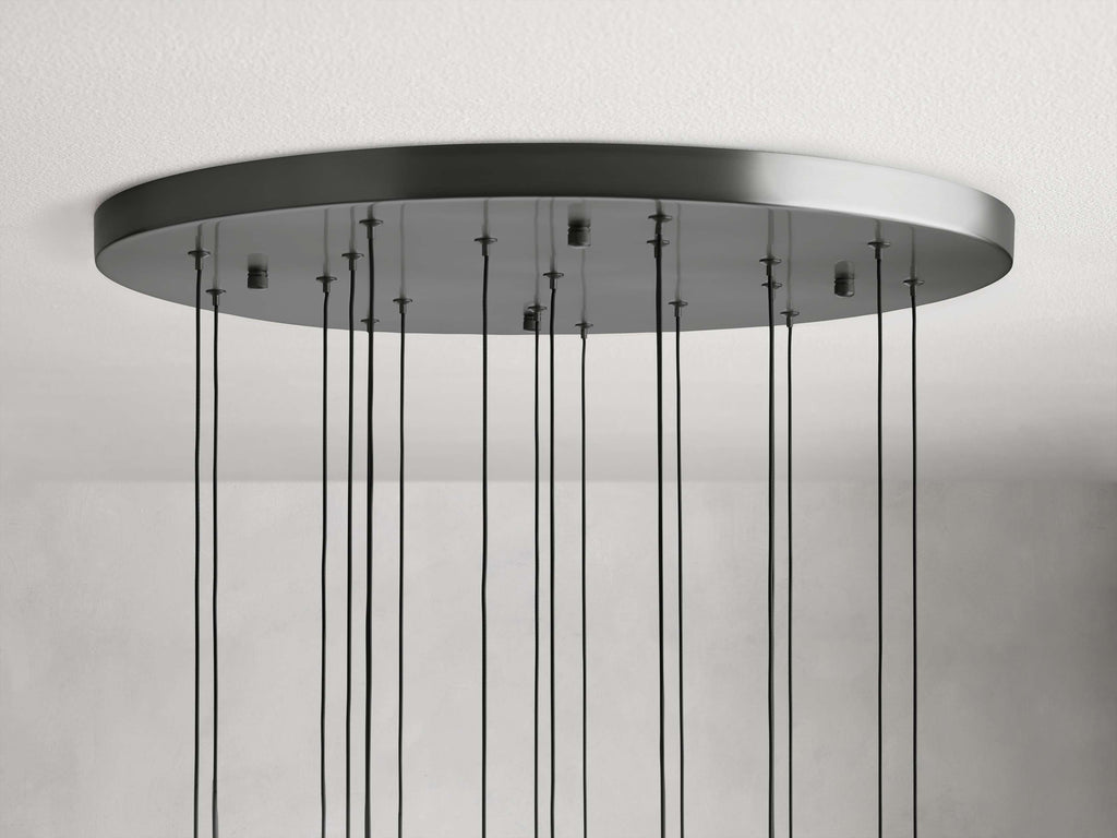 Black Glass Round chandelier - Eden Court for dining room view 50