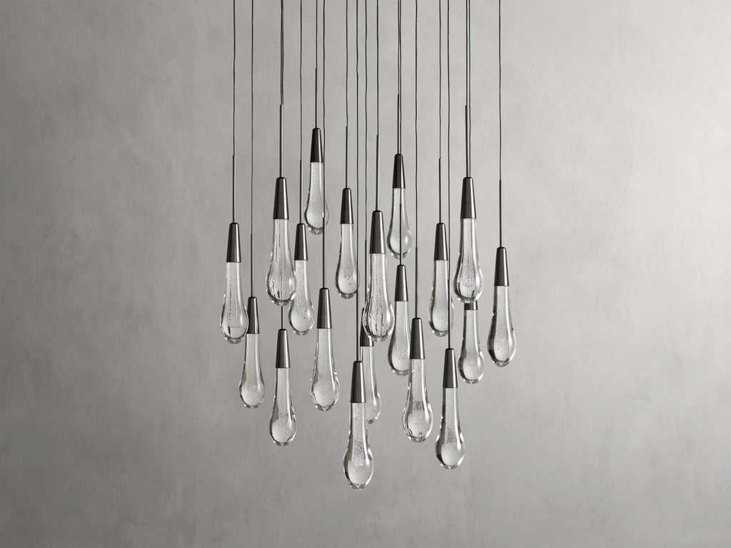 Black Glass Round chandelier - Eden Court for dining room view 48