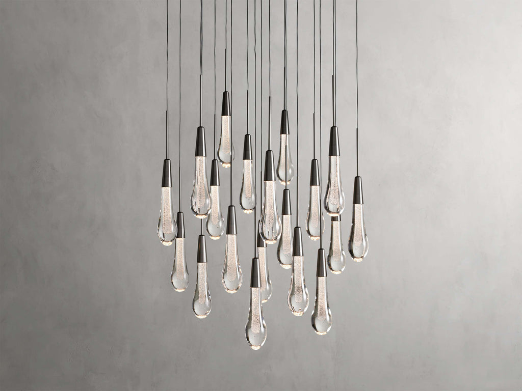Black Glass Round chandelier - Eden Court for dining room view 4