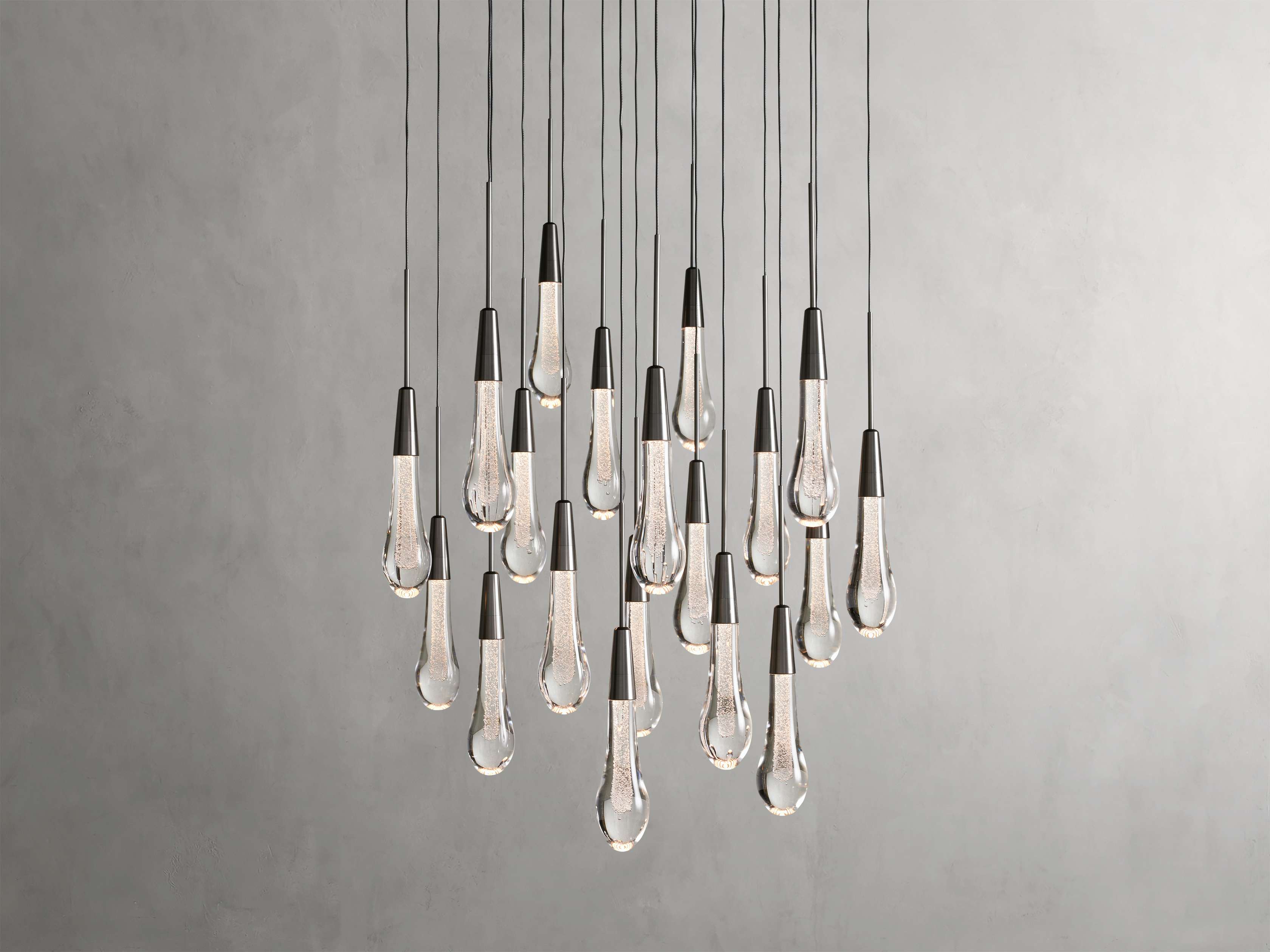 Black Glass Round chandelier - Eden Court for dining room view 4
