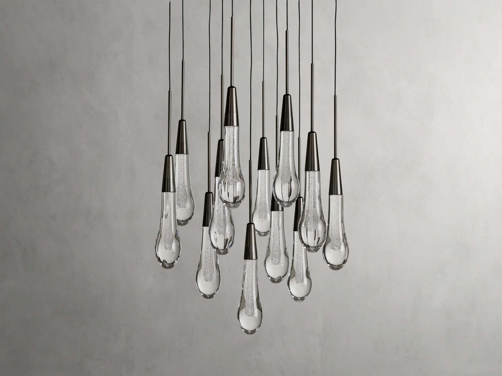 Black Glass Round chandelier - Eden Court for dining room view 45