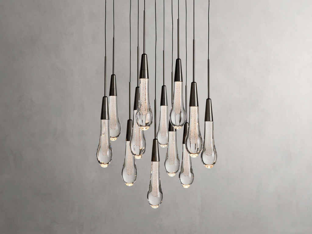 Black Glass Round chandelier - Eden Court for dining room view 3